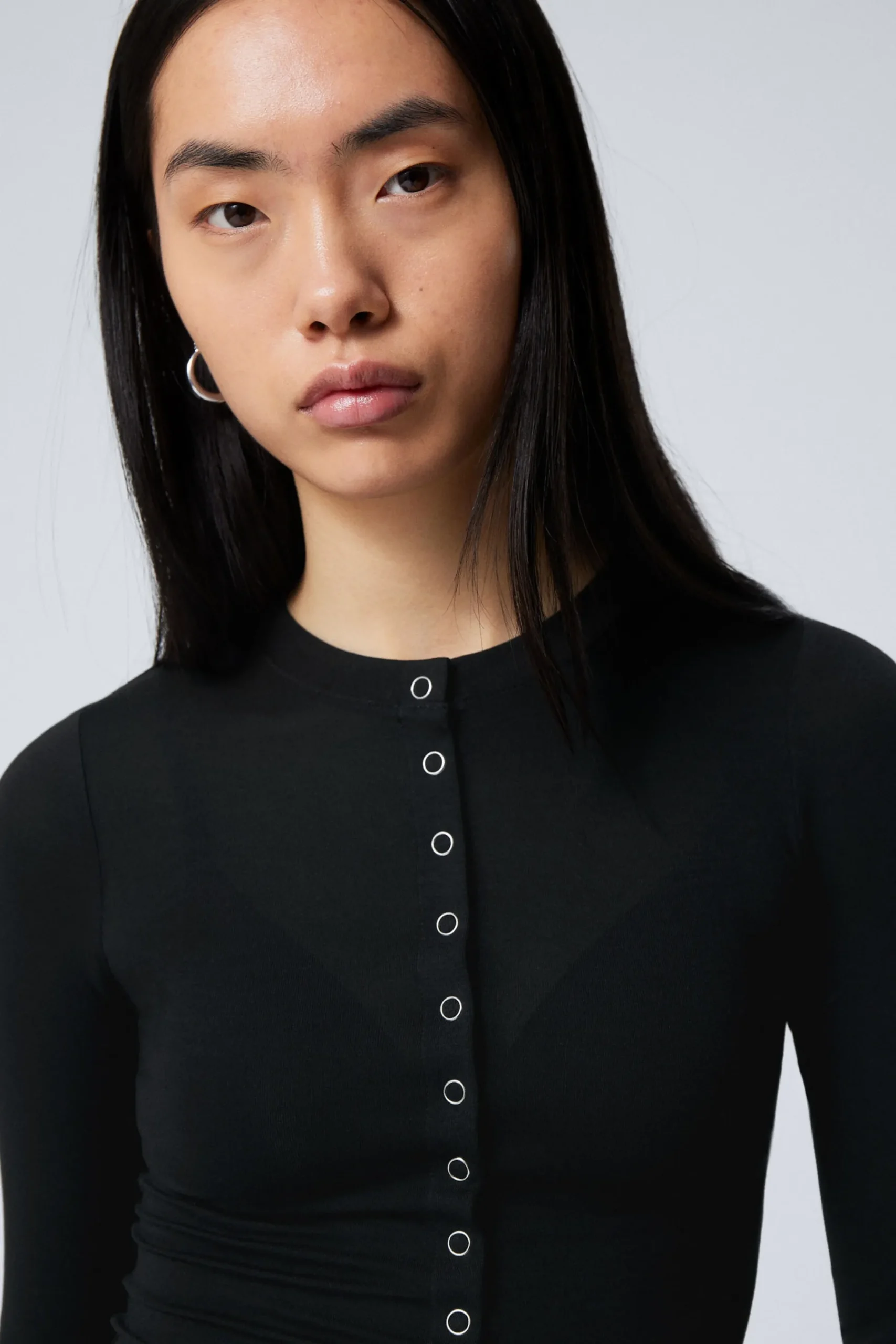 Weekday SLIM LONG-SLEEVED BUTTONED CARDIGAN black Cheap