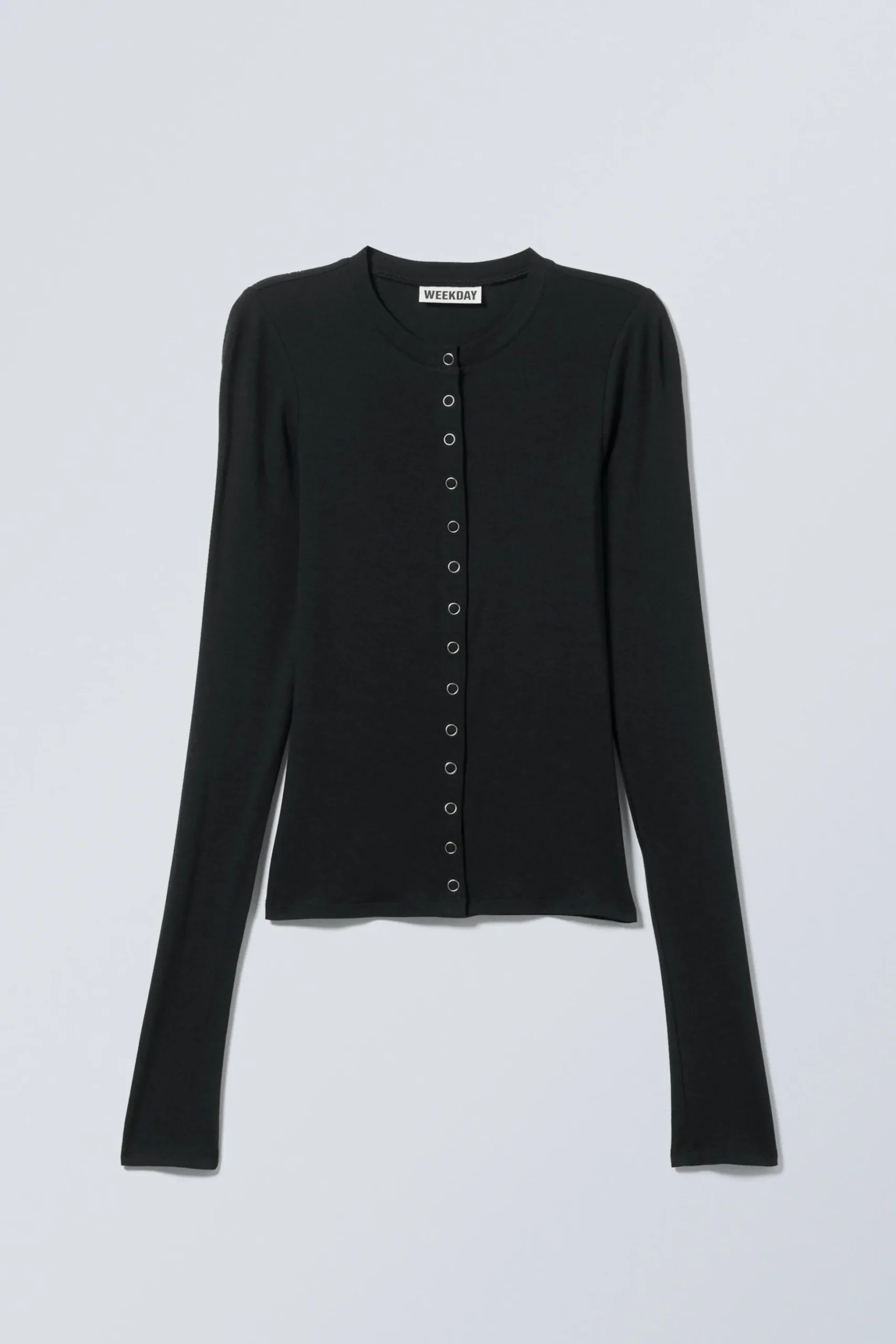 Weekday SLIM LONG-SLEEVED BUTTONED CARDIGAN black Cheap