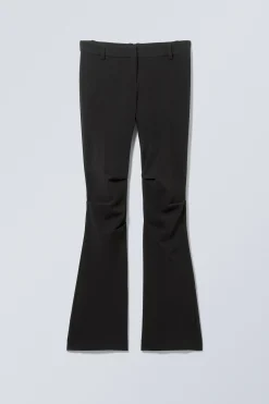 Weekday SLIM LOW WAIST FLARED PLEATED TROUSERS black Cheap