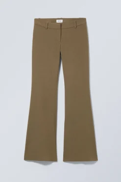 Weekday SLIM LOW WAIST FLARED SUIT TROUSERS khaki green Flash Sale