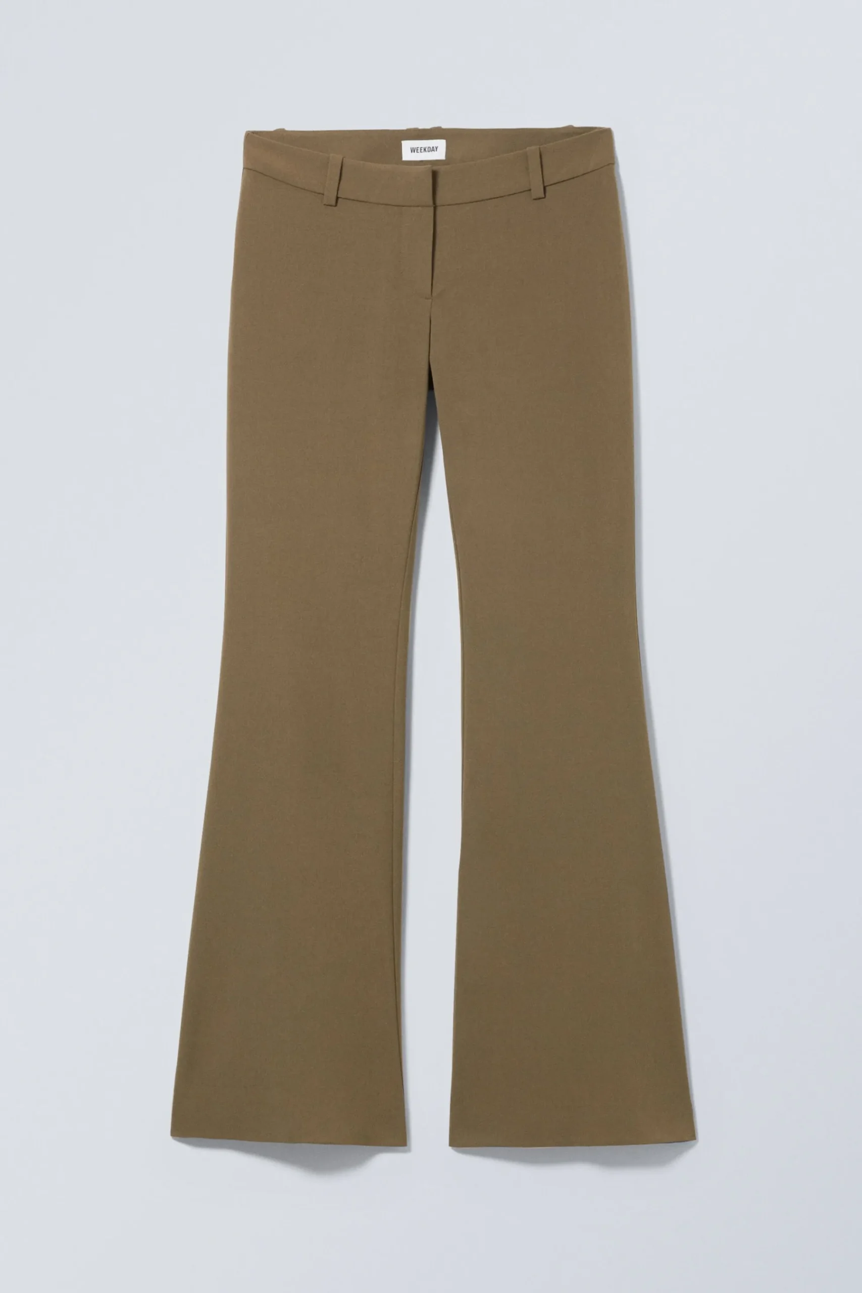 Weekday SLIM LOW WAIST FLARED SUIT TROUSERS khaki green Flash Sale