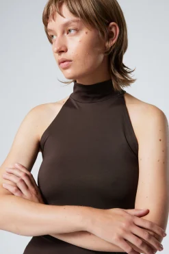 Weekday SLIM SLEEVELESS TURTLENECK TOP dark brown Fashion