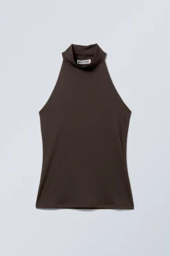 Weekday SLIM SLEEVELESS TURTLENECK TOP dark brown Fashion