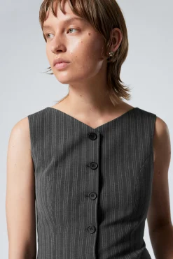 Weekday SLIM SUITING WAISTCOAT dark grey stripe Outlet