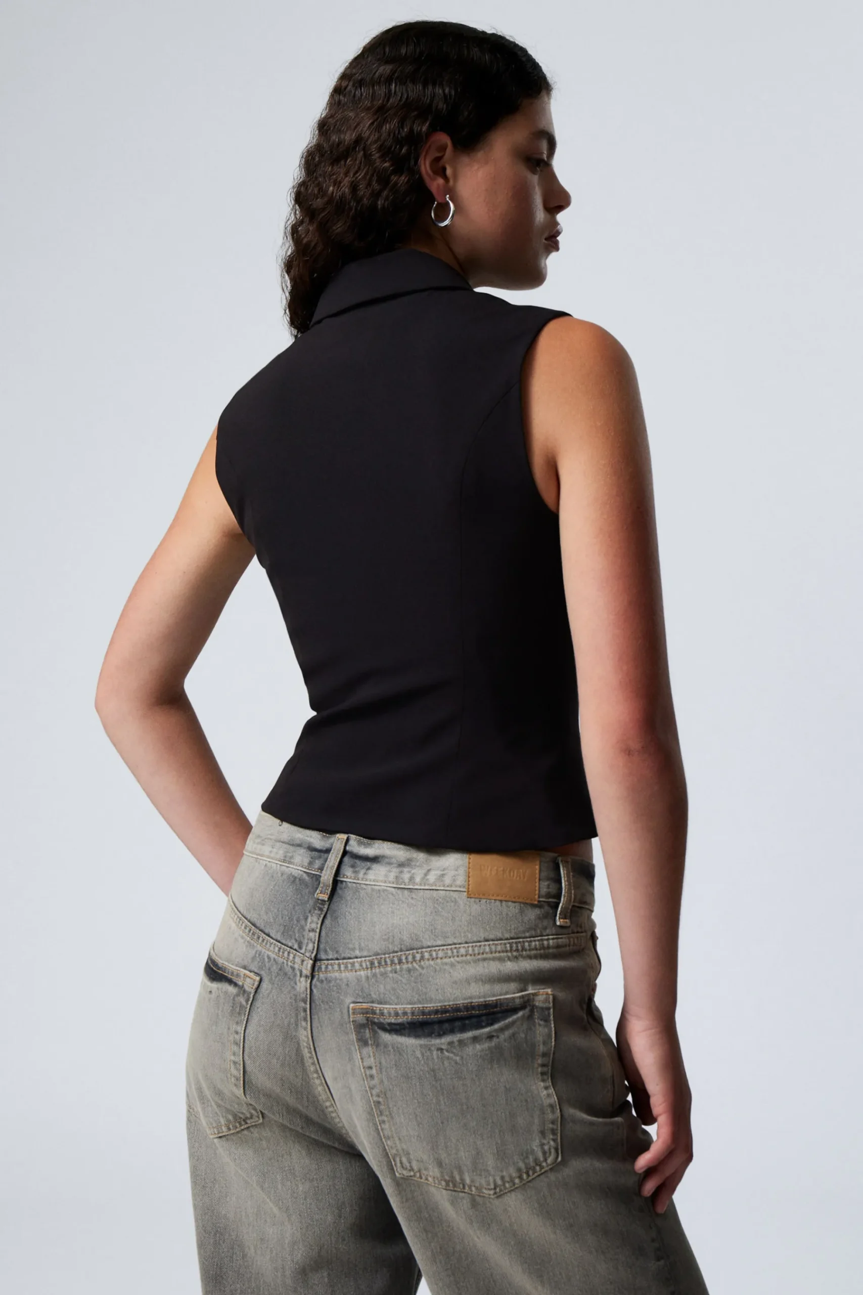 Weekday SLIM ZIP VEST TOP black Discount