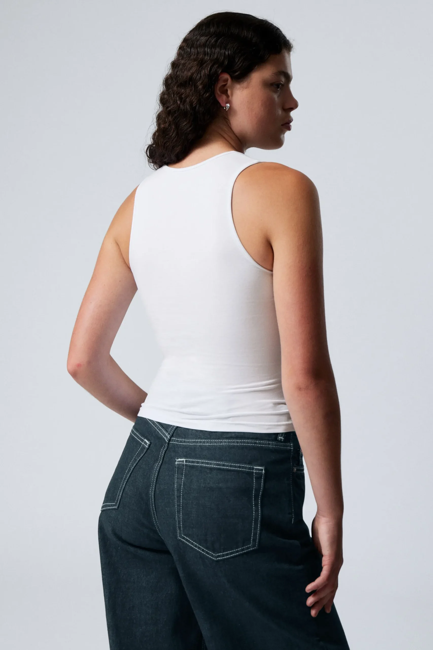 Weekday SMOOTH FITTED TANK TOP white Hot