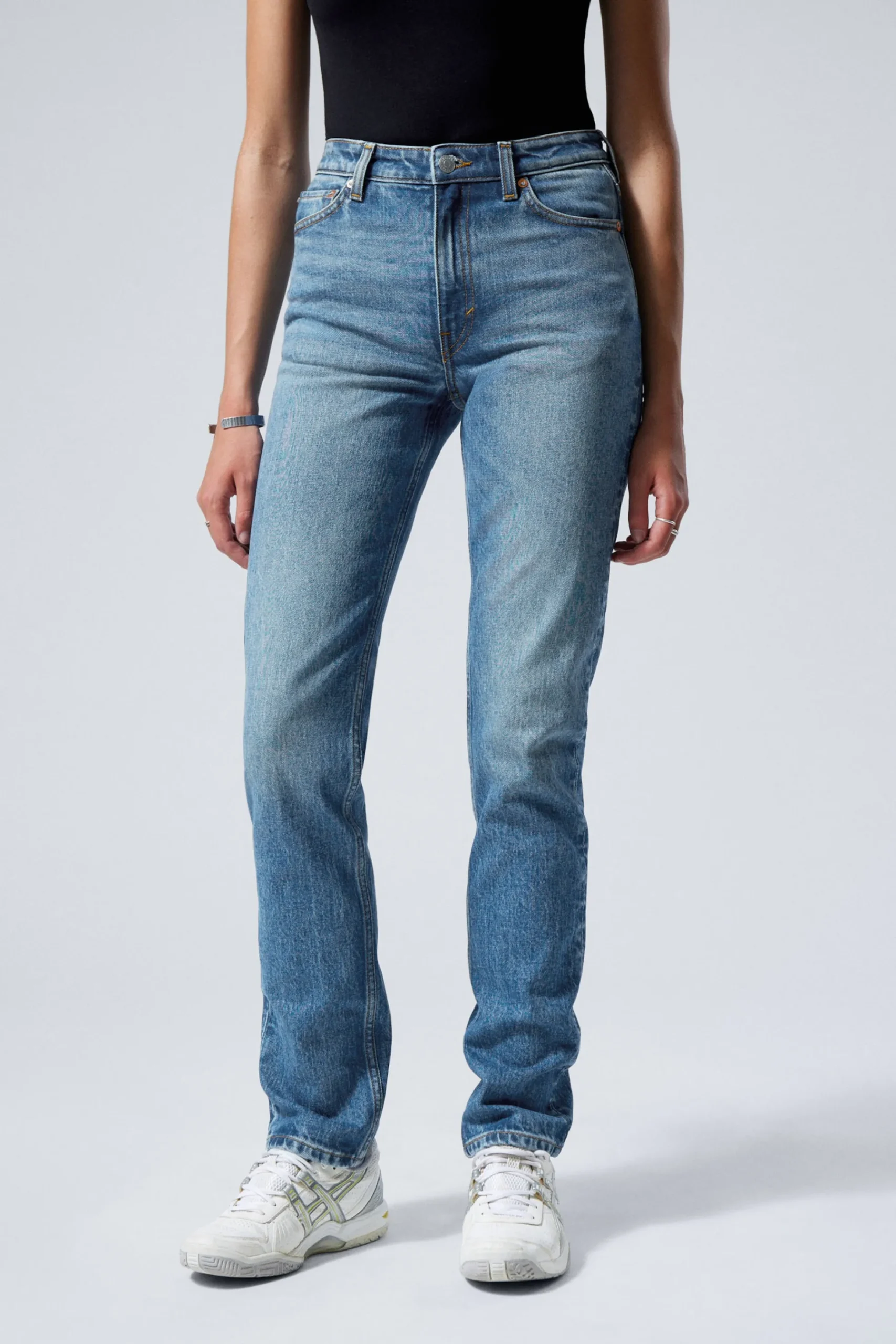 Weekday SMOOTH HIGH WAISTED SLIM LEG JEANS golf blue medium blue Fashion