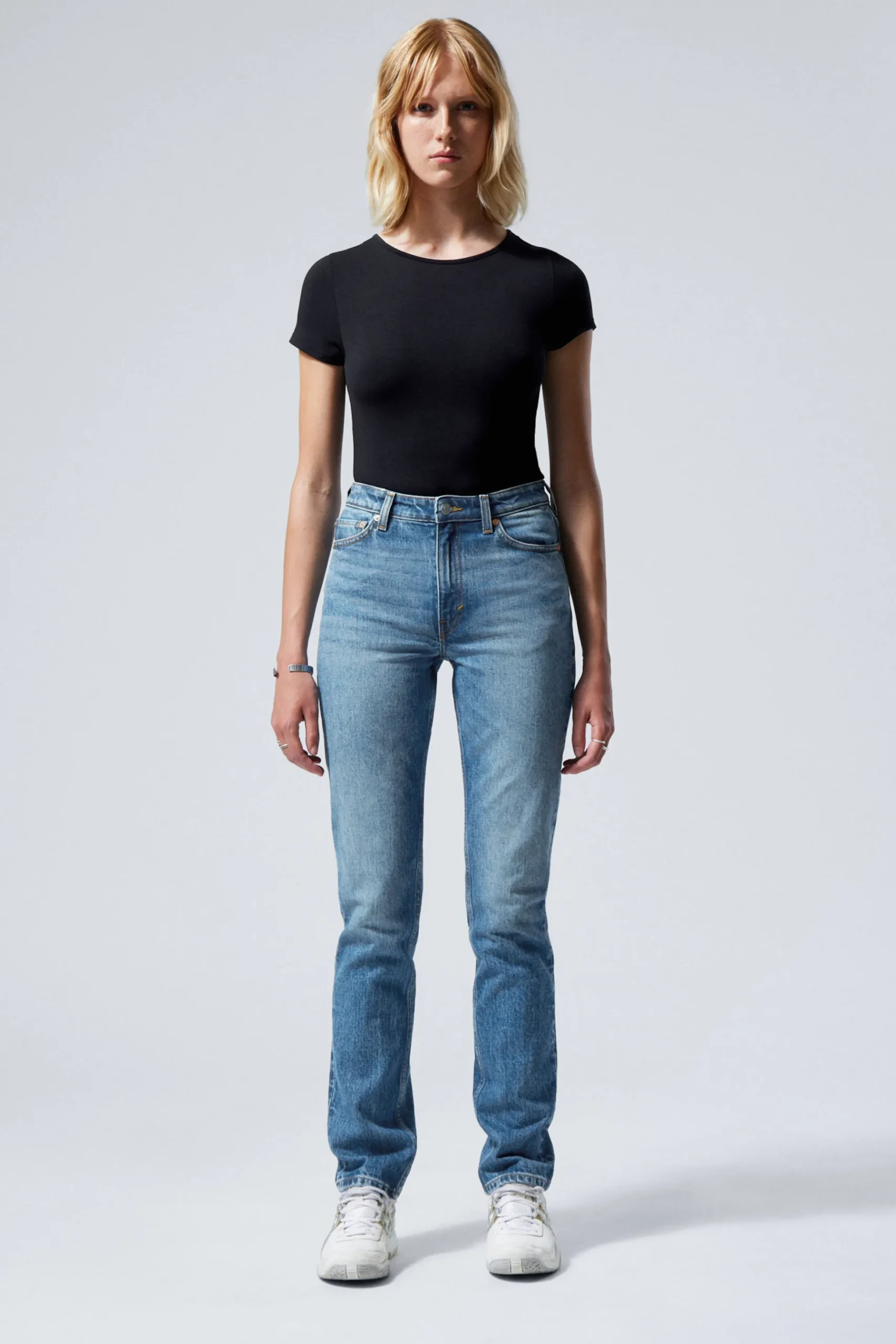 Weekday SMOOTH HIGH WAISTED SLIM LEG JEANS golf blue medium blue Fashion