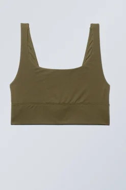 Weekday SOUL SCOOP NECK SOFT BRA dark khaki green Store