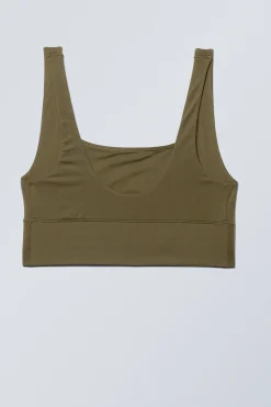 Weekday SOUL SCOOP NECK SOFT BRA dark khaki green Store