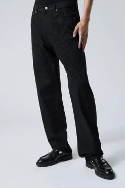 Weekday SPACE RELAXED STRAIGHT TROUSERS black pinstripe Flash Sale
