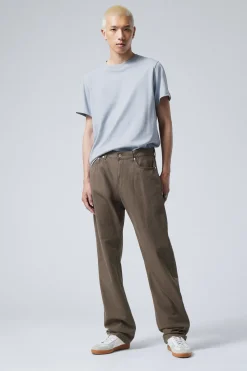 Weekday SPACE RELAXED STRAIGHT TROUSERS dark mole pinstripe Cheap