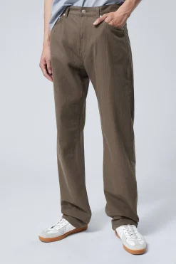 Weekday SPACE RELAXED STRAIGHT TROUSERS dark mole pinstripe Cheap