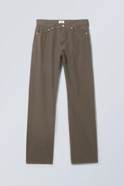 Weekday SPACE RELAXED STRAIGHT TROUSERS dark mole pinstripe Cheap