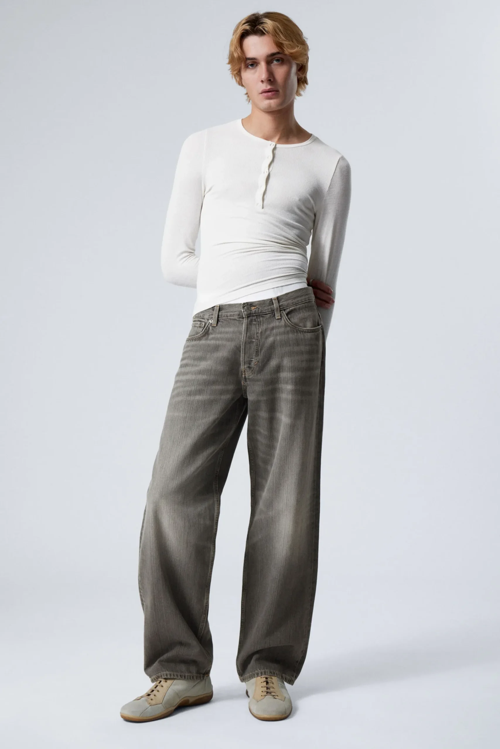 Weekday SPHERE LOW RISE LOOSE STRAIGHT LEG JEANS mine grey dark grey Store