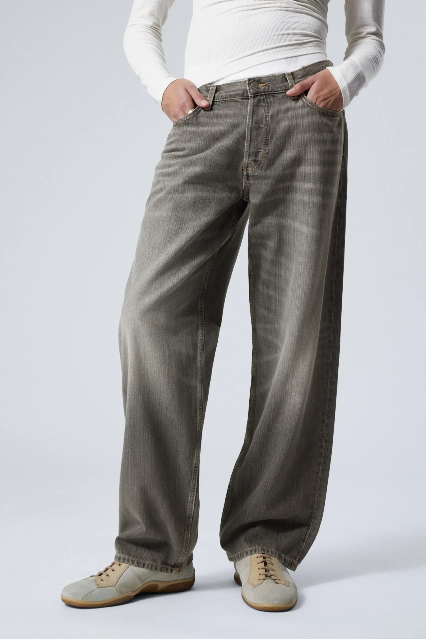 Weekday SPHERE LOW RISE LOOSE STRAIGHT LEG JEANS mine grey dark grey Store