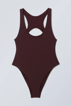 Weekday SPORTY RACERBACK SWIMSUIT dark maroon Sale