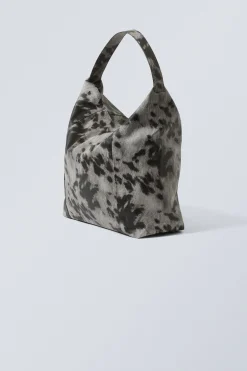 Weekday SQUARE COW SHOULDER BAG black & white cow print Hot