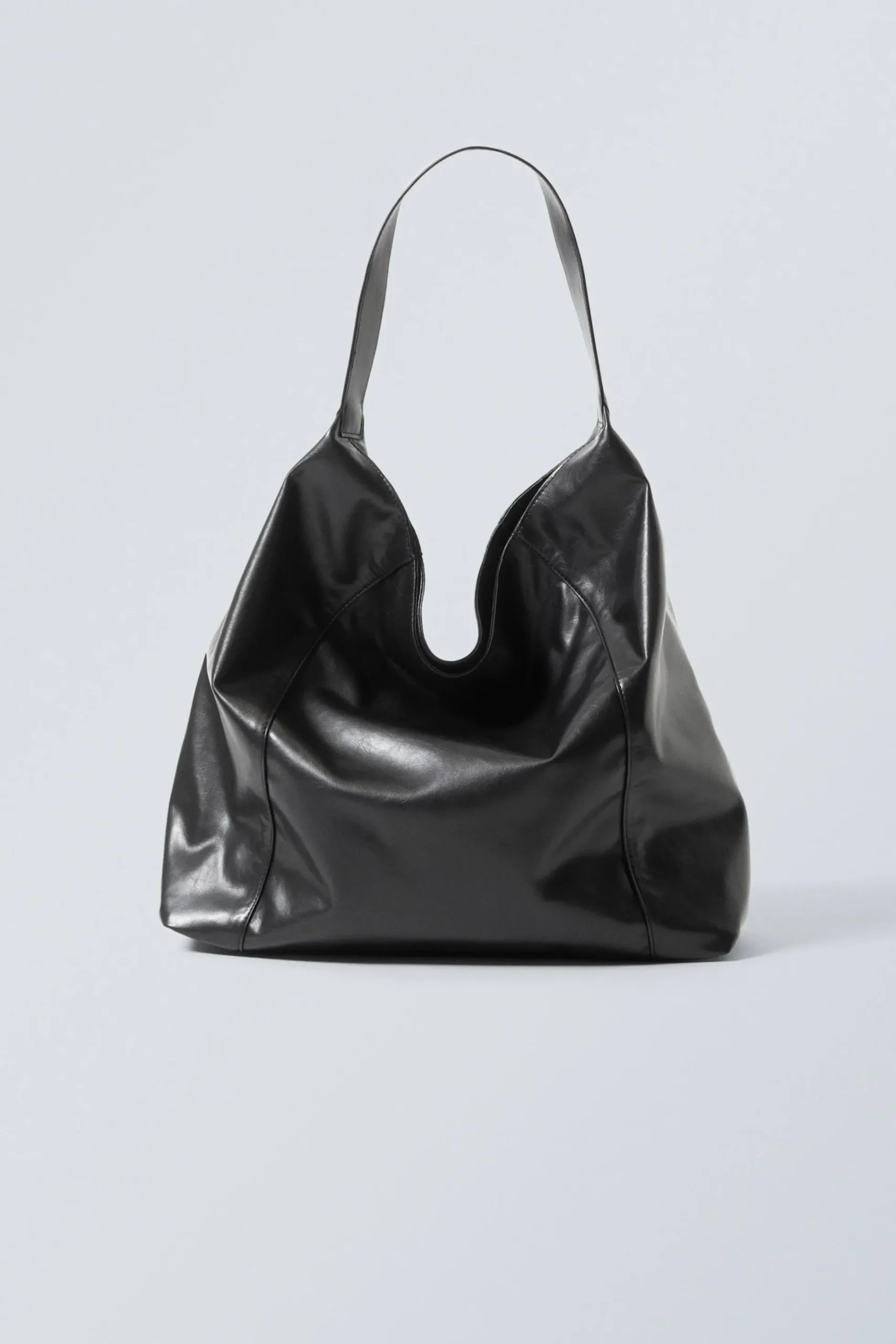 Weekday SQUARE FAUX LEATHER SHOULDER BAG black New