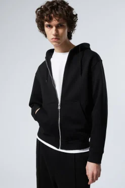 Weekday STANDARD MIDWEIGHT ZIP HOODIE black Shop
