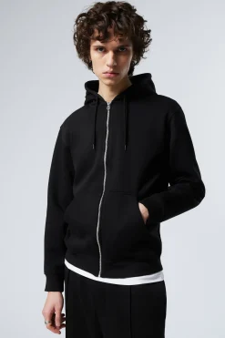 Weekday STANDARD MIDWEIGHT ZIP HOODIE black Shop