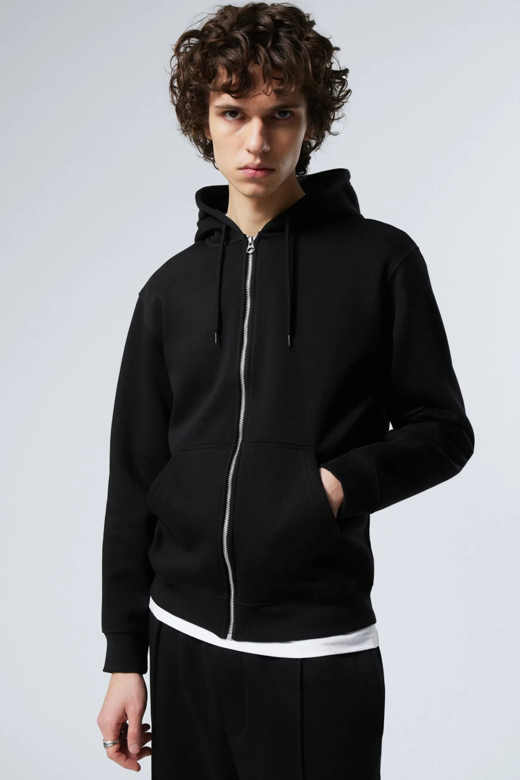 Weekday STANDARD MIDWEIGHT ZIP HOODIE black Shop