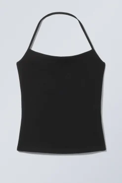 Weekday STRAP HALTER TANK TOP black Shop