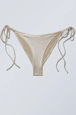 Weekday STRAPPY GLITTER BIKINI BOTTOMS beige glitter Best Sale