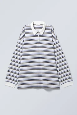 Weekday STRIPED OVERSIZED POLO SHIRT blue & beige stripe Fashion