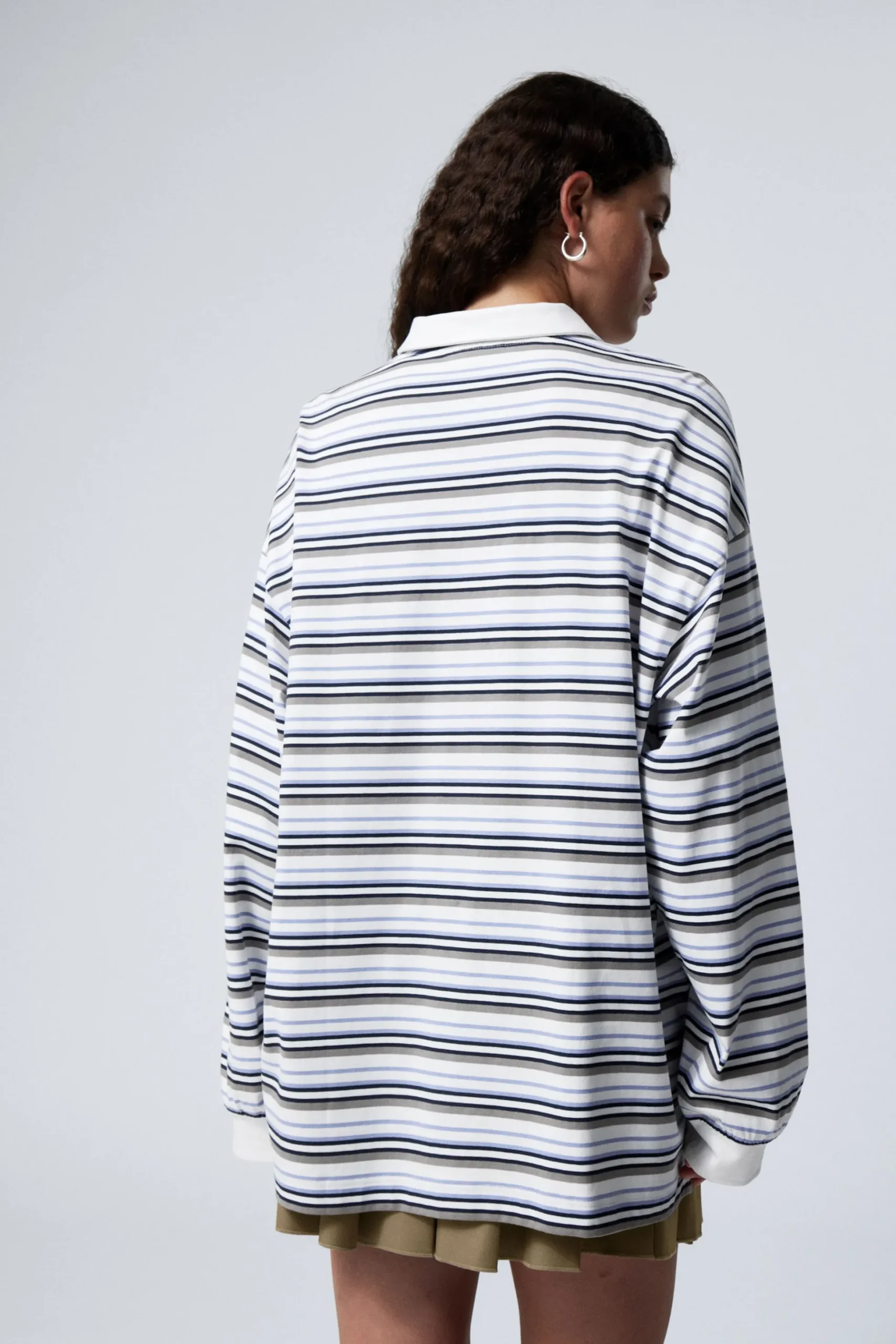 Weekday STRIPED OVERSIZED POLO SHIRT blue & beige stripe Fashion