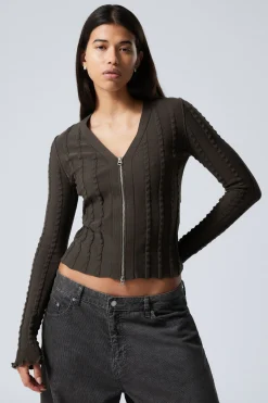 Weekday STRUCTURED ZIP-CARDIGAN dark grey Clearance