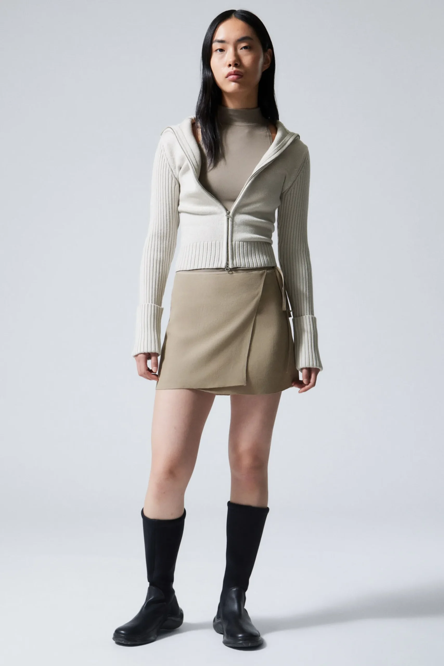 Weekday TAILORED VISCOSE MINI WRAP SKIRT dusty mole Cheap