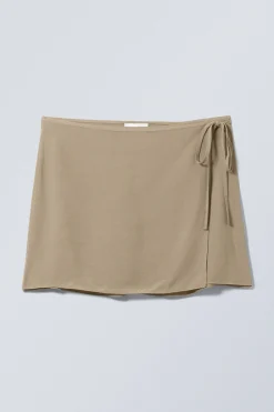 Weekday TAILORED VISCOSE MINI WRAP SKIRT dusty mole Cheap