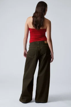 Weekday TELESCOPE LOW LOOSE WIDE JEANS brown stone Online