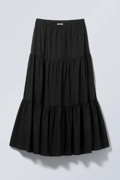 Weekday TIERED MAXI POPLIN SKIRT black Fashion
