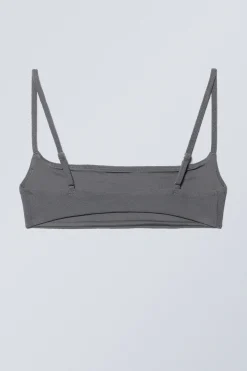 Weekday TOWELLING SCOOP NECK BIKINI TOP dark grey Store