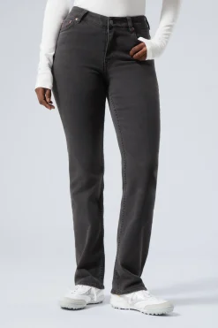 Weekday TWIG CURVE MID RISE SLIM STRAIGHT LEG JEANS black lux black Flash Sale