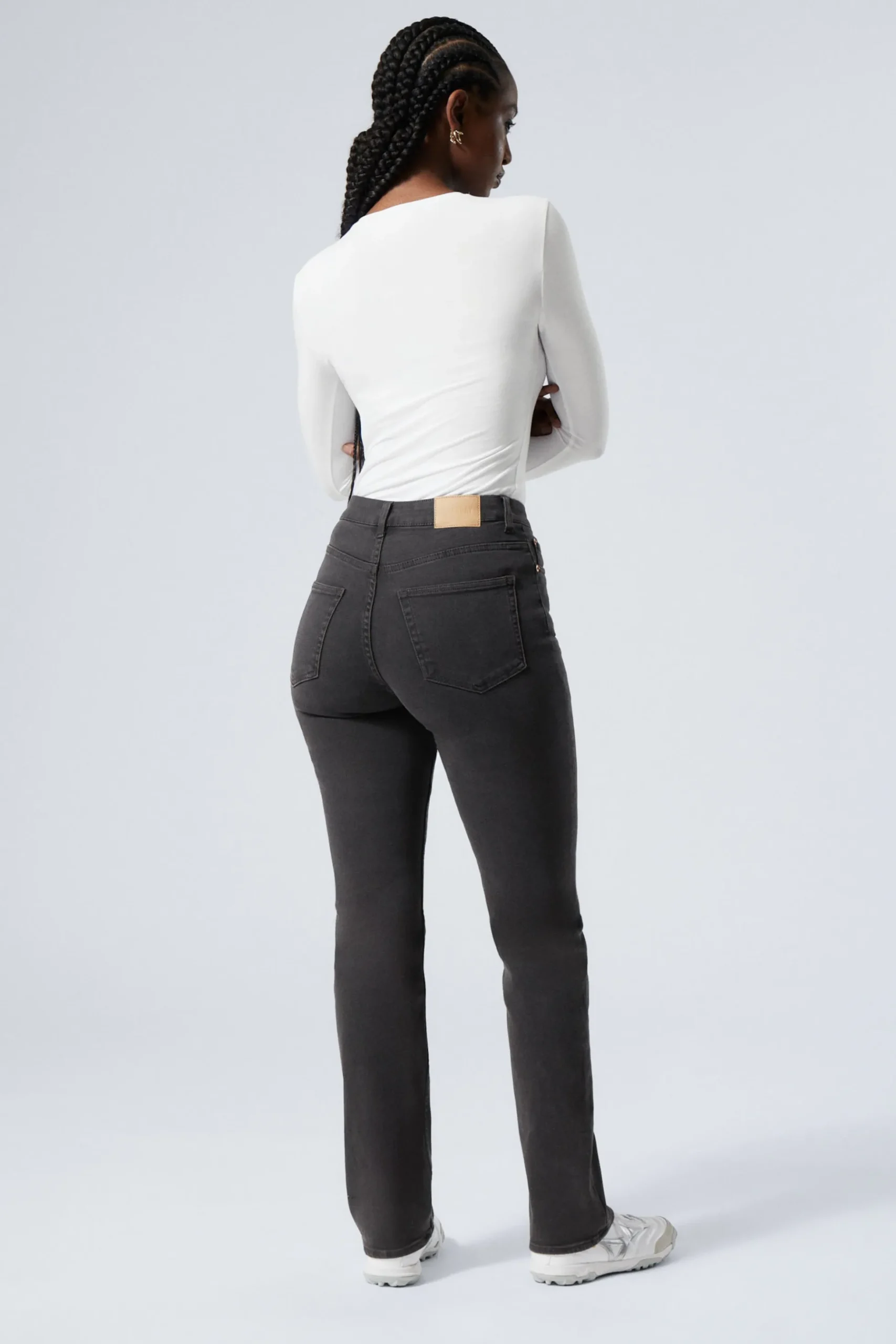 Weekday TWIG CURVE MID RISE SLIM STRAIGHT LEG JEANS black lux black Flash Sale