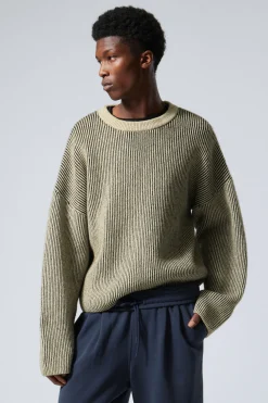Weekday TWO-TONED KNITTED WOOL-BLEND SWEATER khaki Flash Sale