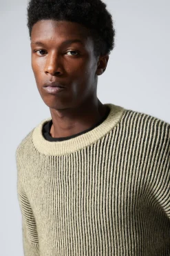 Weekday TWO-TONED KNITTED WOOL-BLEND SWEATER khaki Flash Sale