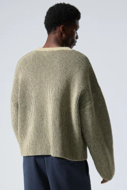 Weekday TWO-TONED KNITTED WOOL-BLEND SWEATER khaki Flash Sale