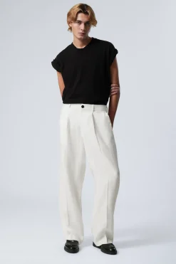 Weekday UNO LOOSE LINEN SUIT TROUSER white Flash Sale