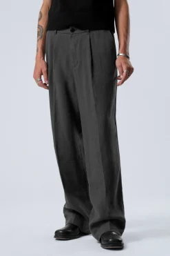 Weekday UNO LOOSE LINEN SUIT TROUSER dark grey Cheap