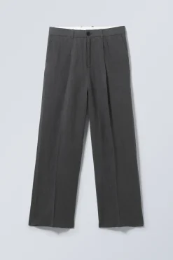 Weekday UNO LOOSE LINEN SUIT TROUSER dark grey Cheap