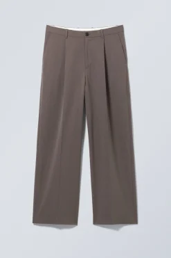 Weekday UNO LOOSE SUIT TROUSERS dark mole Fashion