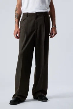 Weekday UNO LOOSE SUIT TROUSERS dark grey pinstripe New