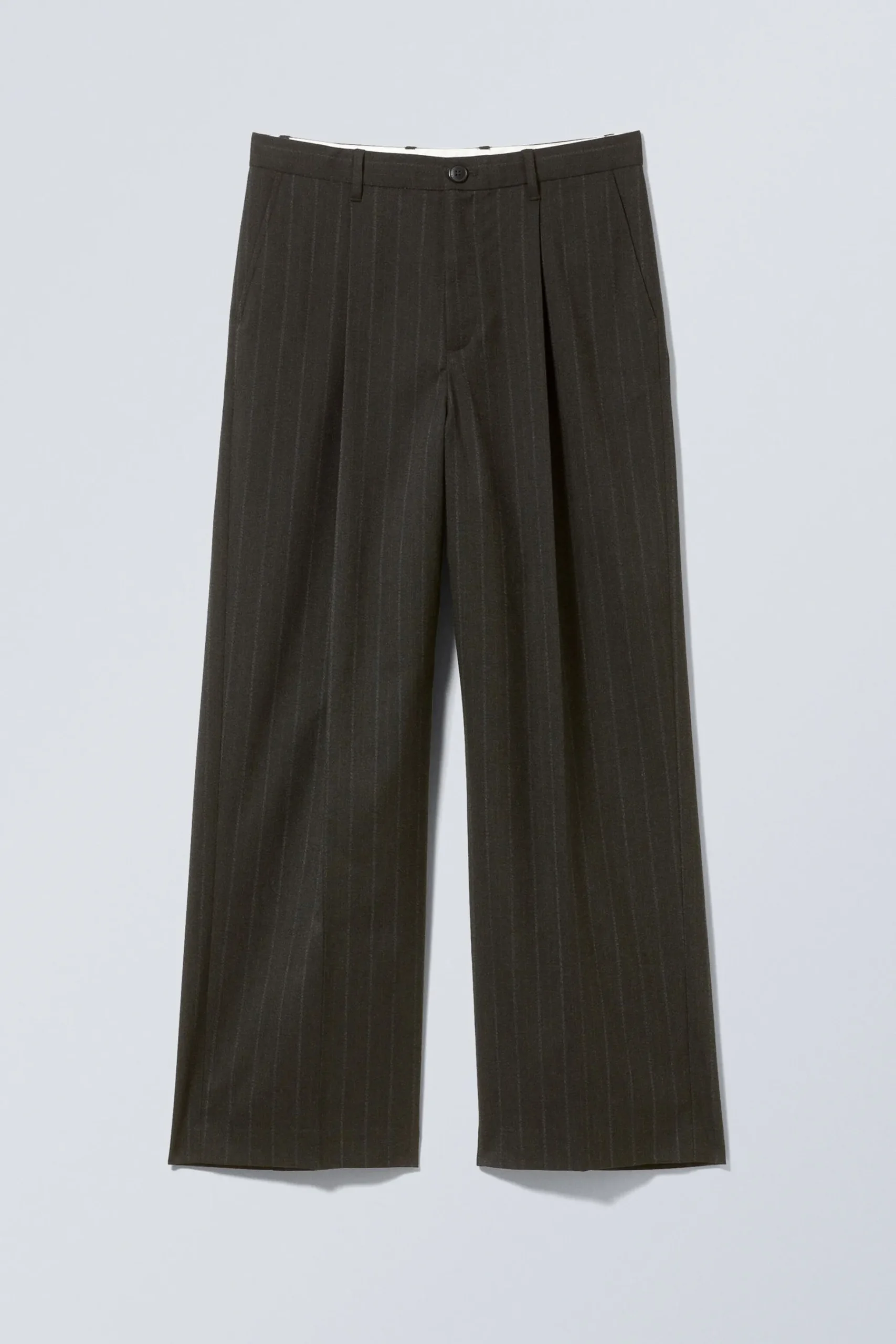 Weekday UNO LOOSE SUIT TROUSERS dark grey pinstripe New