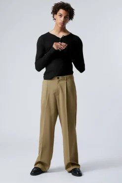 Weekday UNO LOOSE SUIT TROUSERS khaki green Shop