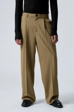 Weekday UNO LOOSE SUIT TROUSERS khaki green Shop