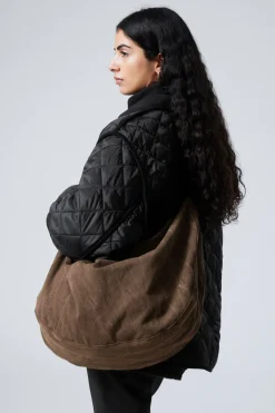 Weekday WASHED COTTON CROSSBODY BAG dark brown Store